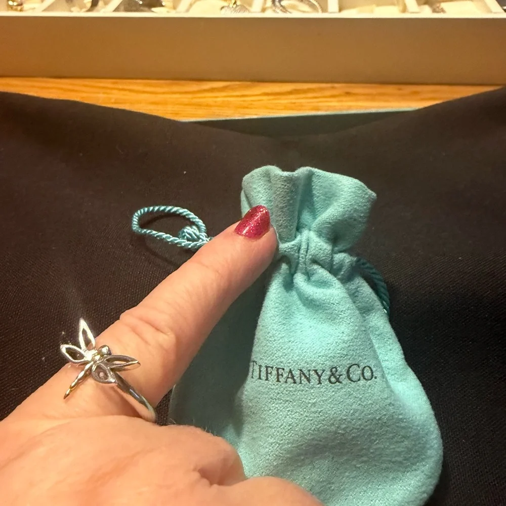 Authentic Tiffany & Co. Dragon Fly Ring Size 6 w/ Blue Tiffany Pouch Send Offer - Picture 1 of 3